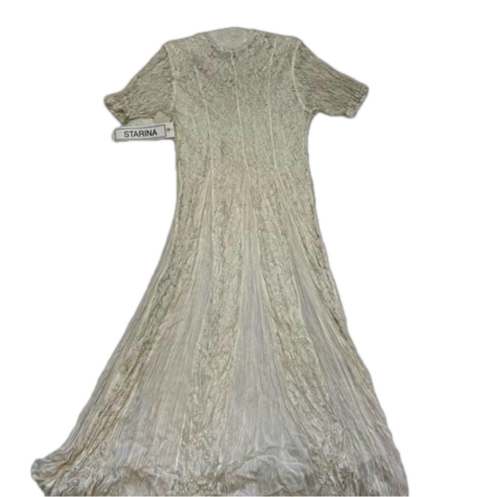 Starina Ivory Lace Rayon Maxi
Broomstick Crinkle Dress Size Small
Vintage 90's - Picture 8 of 15